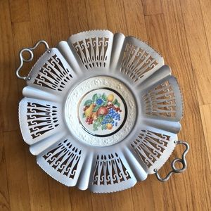 Vintage  Homer Laughlin Eggshell Wrought Embossed Aluminum Tray / CHARCUTERIE